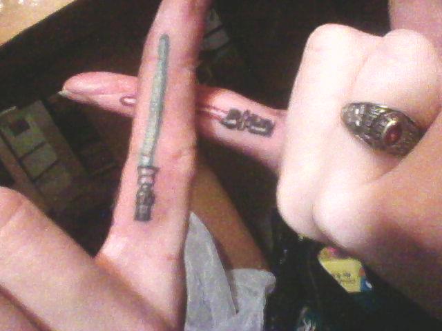 Sabers Starwars Matching Tattoos On Fingers