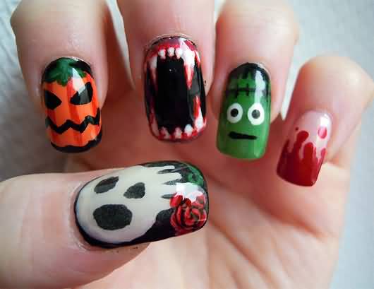 Scary Halloween Nail Art Designs Idea