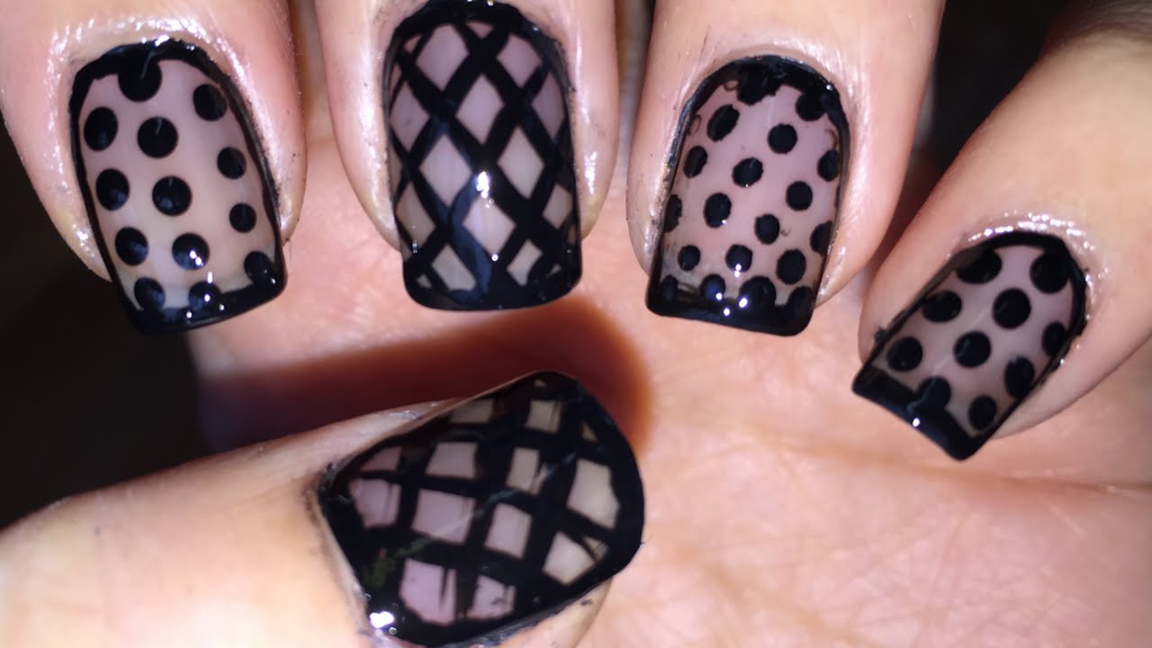 Sheer Black Design Nail Art