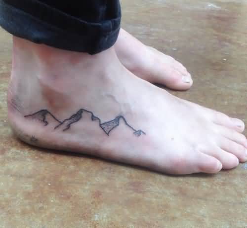 Simple And Small Mountains Foot Tattoo