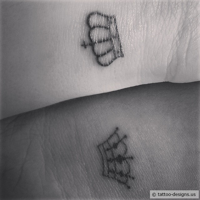 Simple Crown Matching Tattoos