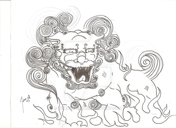 Simple Foo Dog Tattoo Design By TigerDreamers