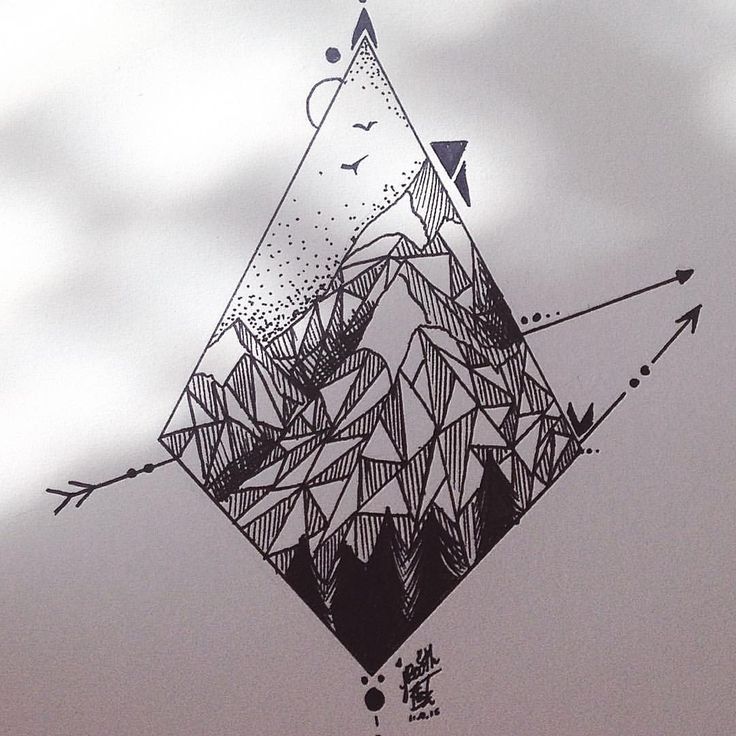 Simple Geometric Mountains Tattoo Design