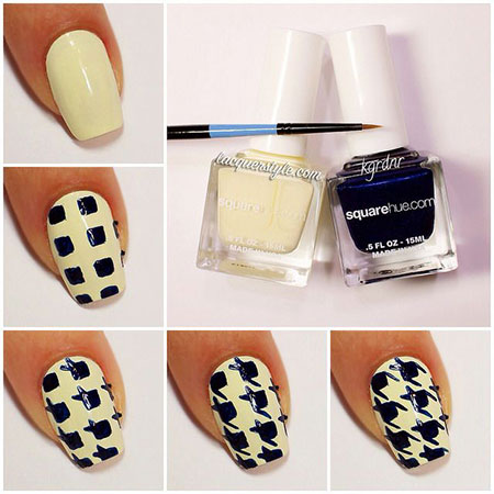 Simple Houndstooth Nail Art Tutorial