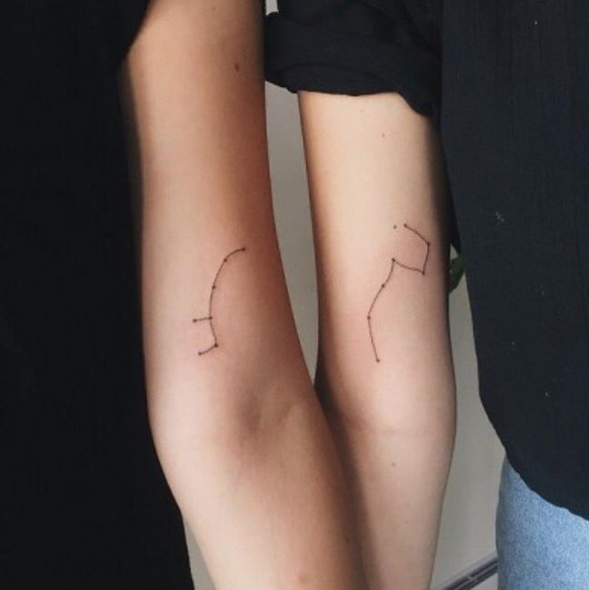 Simple Lines Matching Brother And Sister Tattoos On Forearms