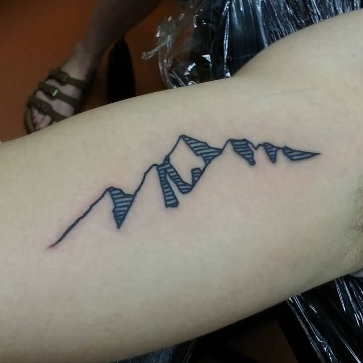 Simple Mountain Lines Tattoo On Forearm By Harry Catsis