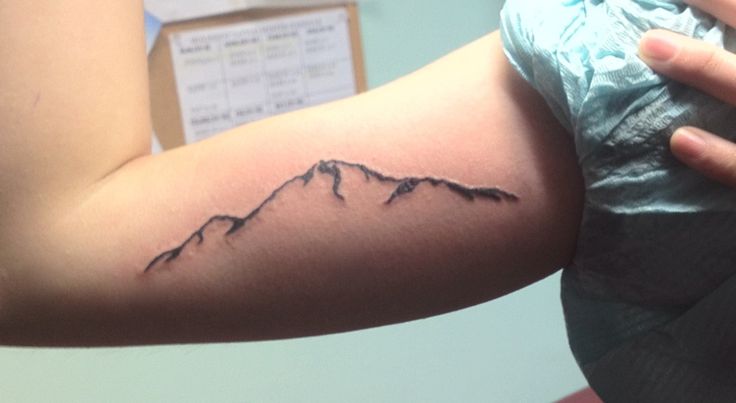 Simple Mountain Tattoo On Bicep