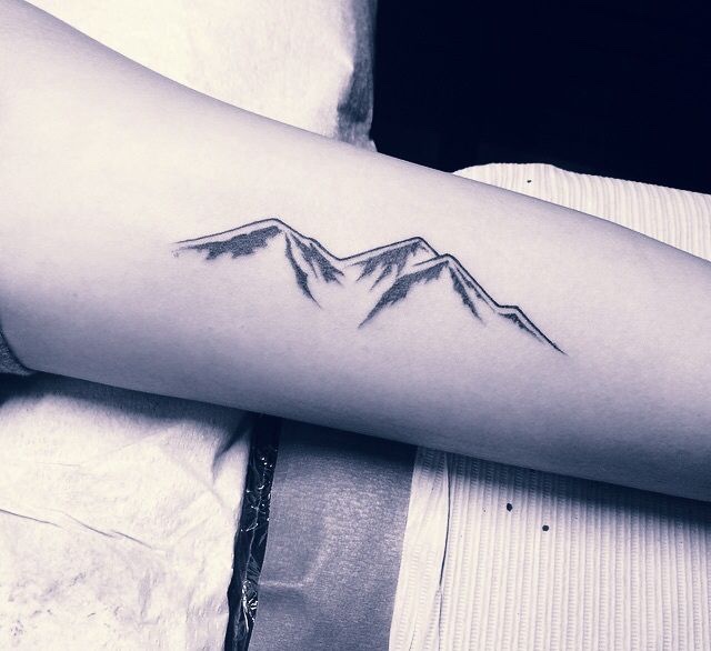 Simple Mountains Bicep Tattoo