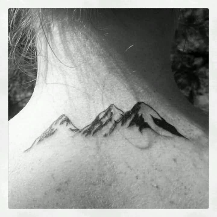 Simple Mountains Nape Tattoo