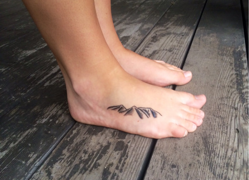 Simple Mountains Tattoo On Foot