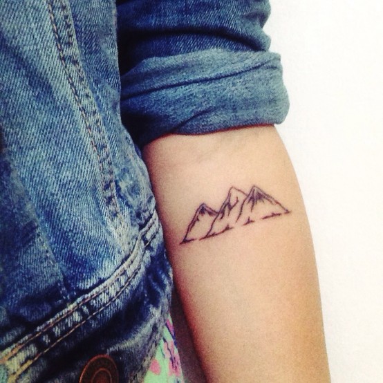 Simple Mountains Tattoo On Forearm