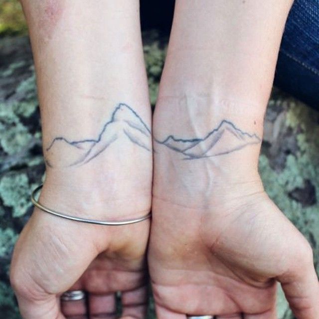 Simple Mountains Tattoos On Both Wrists