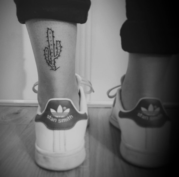 Simple Saguaro Cactus Tattoo On Back Leg By Neko