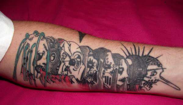 Simple Slipknot Members Faces Tattoo On Forearm