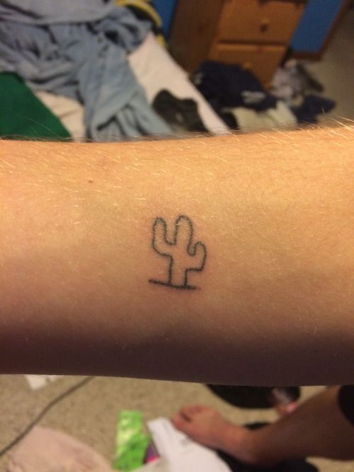 Simple Small Cactus Tattoo On Forearm