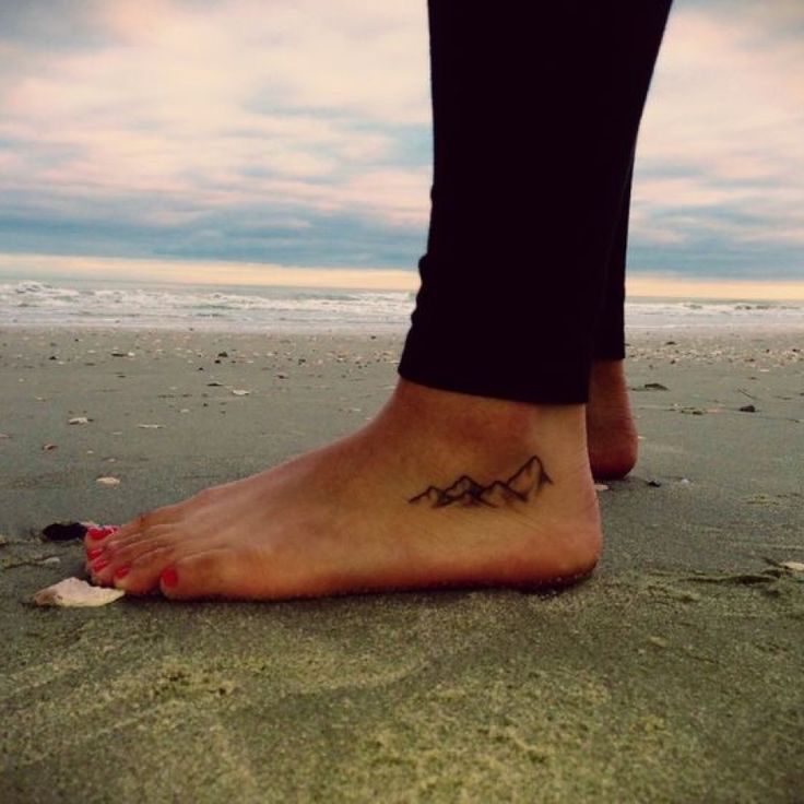 Simple Small Mountains Tattoo On Foot