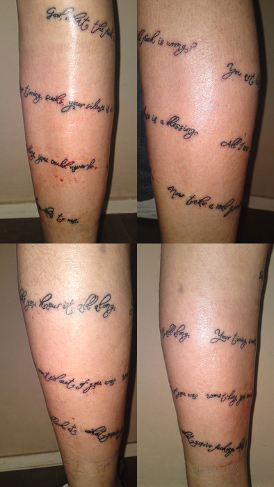 Slipknot Lyrics Tattoo On Back Leg