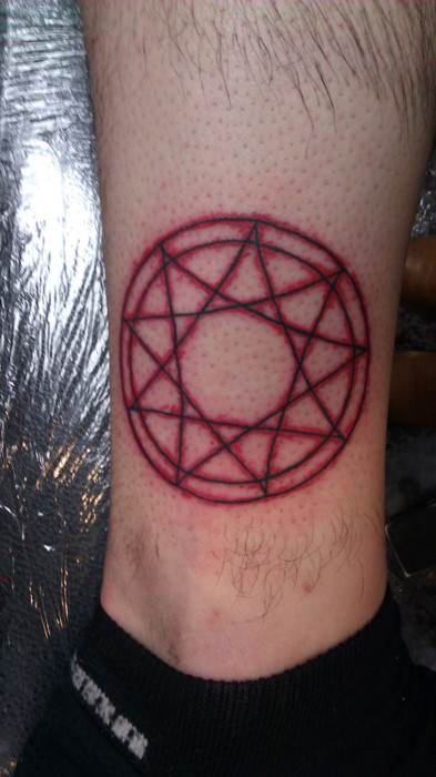 Slipknot Red Color Logo Tattoo On Ankle