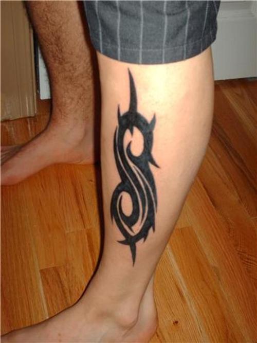 Slipknot Tribal Logo Tattoo On Leg