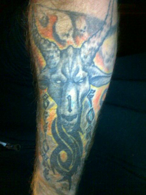 Slipknot Tribal Logo With Goathead Tattoo By Twistidlnk