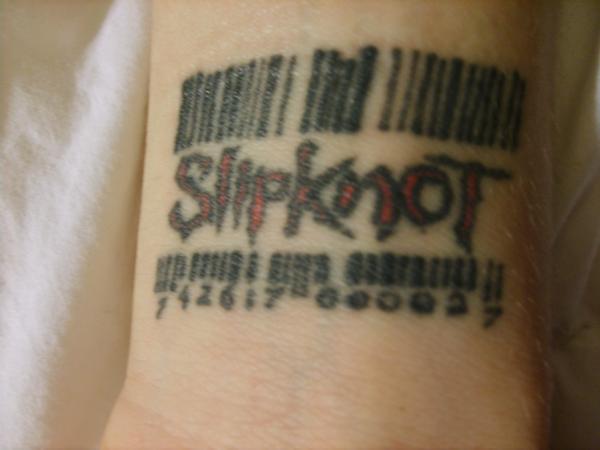 Slipknot Word With Bar Code Tattoo By Oodle31