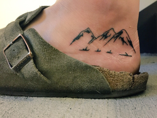 Small And Simple Mountains Foot Tattoo