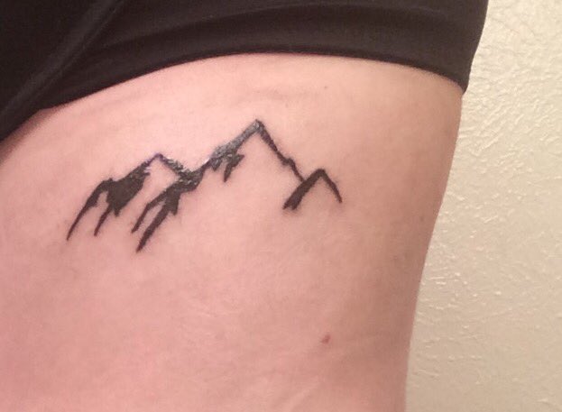 Small Black Ink Mountains Tattoo