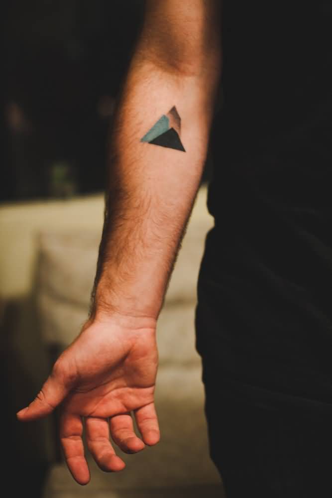 Small Colorful Mountains Tattoo On Forearm