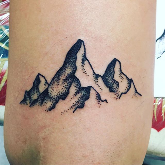 Small Dotwork Mountains Tattoo