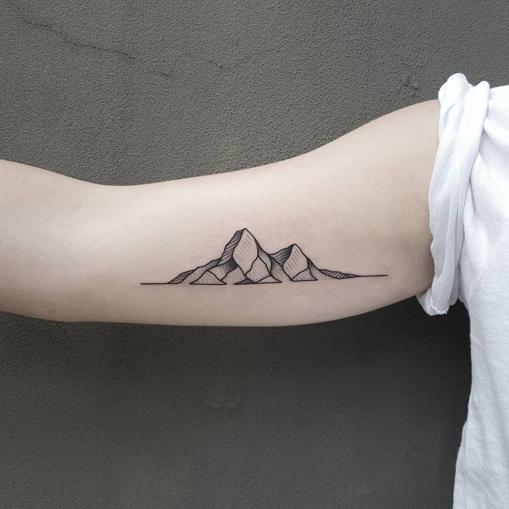 Small Geometric Mountains Tattoo On Bicep