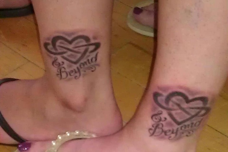 Small Heart With Infinity And Words Tattoo On Ankle