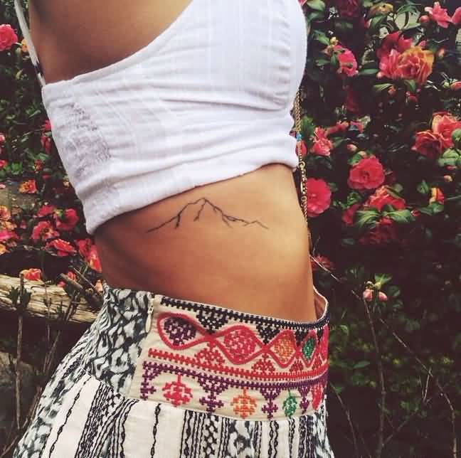 Small Mountain Lines Tattoo On Side Rib