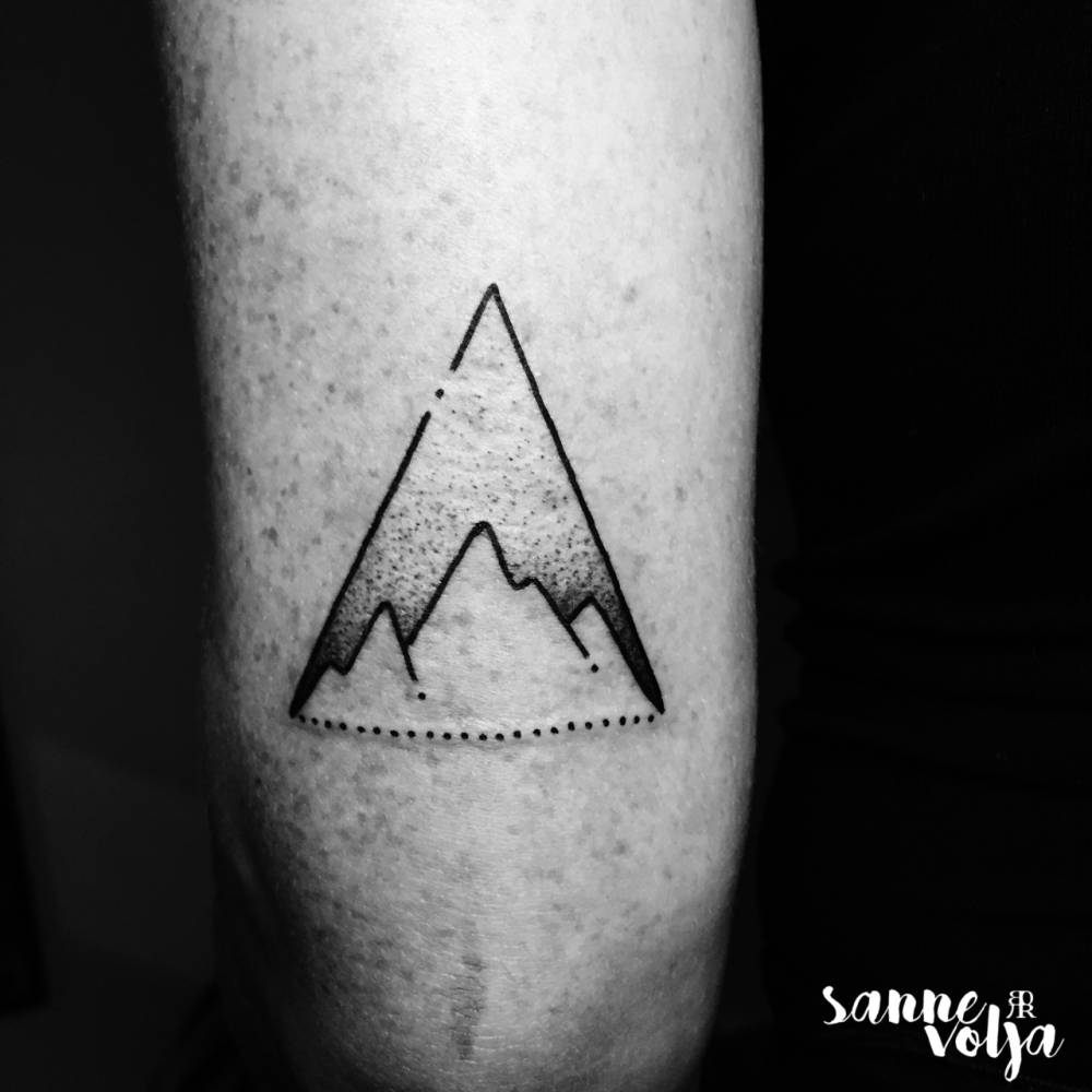 Small Mountain Triangle Tattoo On Tricep By Sanne Vojla
