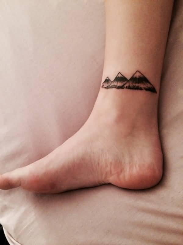 Small Mountains Ankle Tattoo