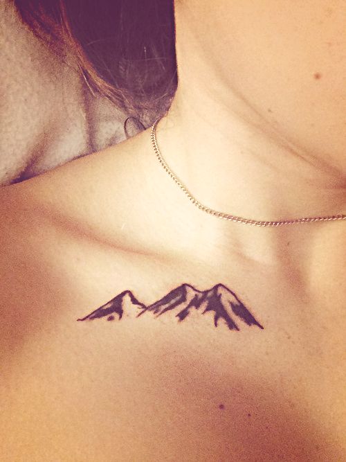 Small Mountains Collar Bone Simple Tattoo For Girl