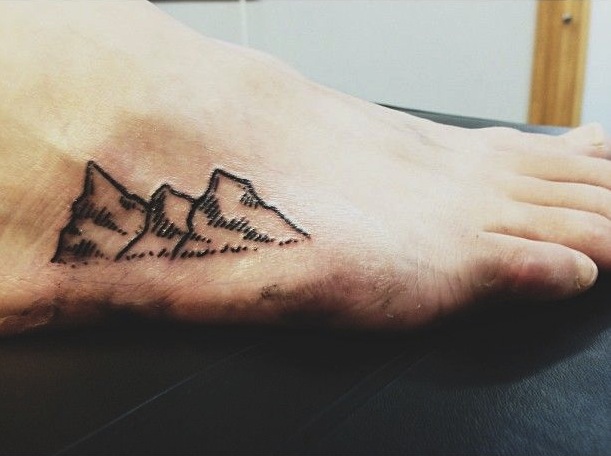 Small Mountains Foot Tattoo