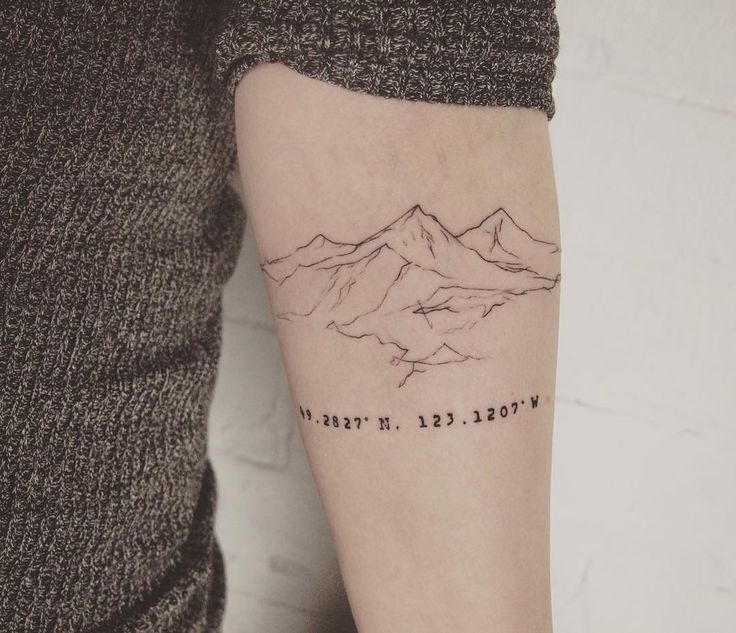 Small Mountains Outline Tattoo On Arm Sleeve