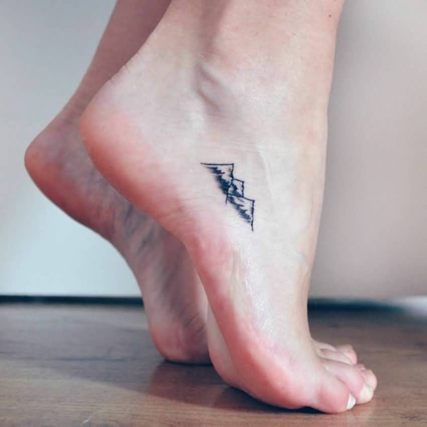 Small Mountains Tattoo On Foot