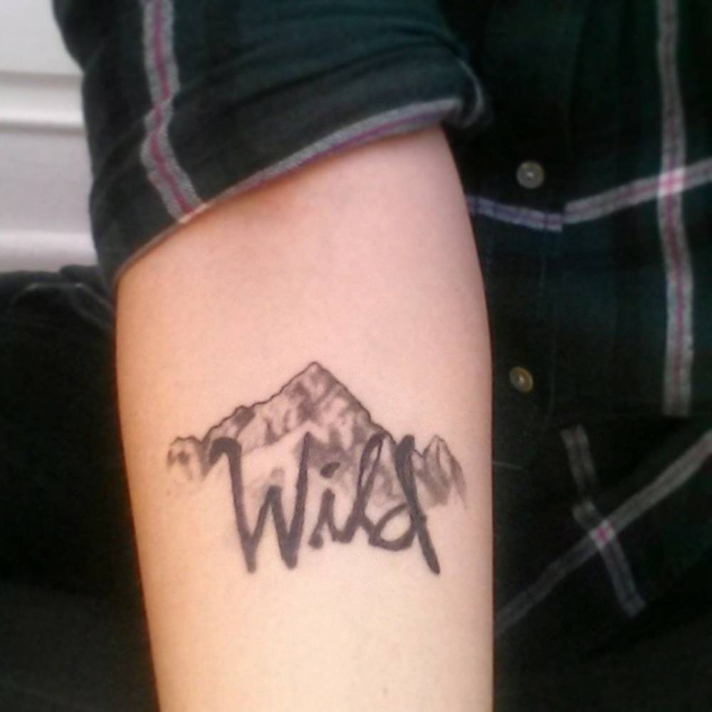 Small Mountains With Wild Tattoo On Forearm