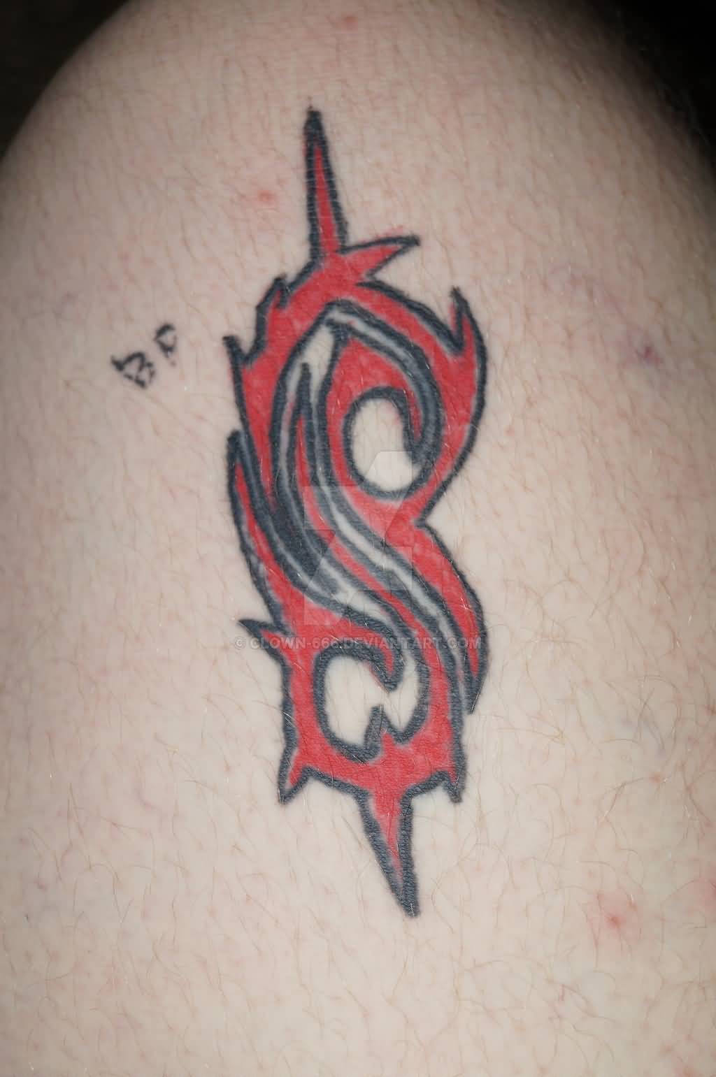 Small Red Color Slipknot Logo Tattoo By AmayaKuroi