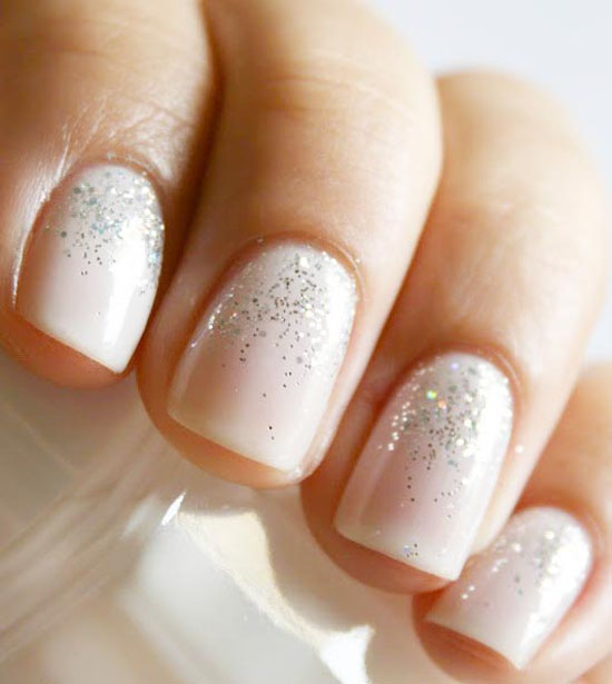 Sparkle Glitter Wedding Nail Art Design For Short Nails