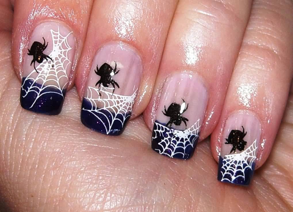 Spider Web Halloween Nail Art Design Idea