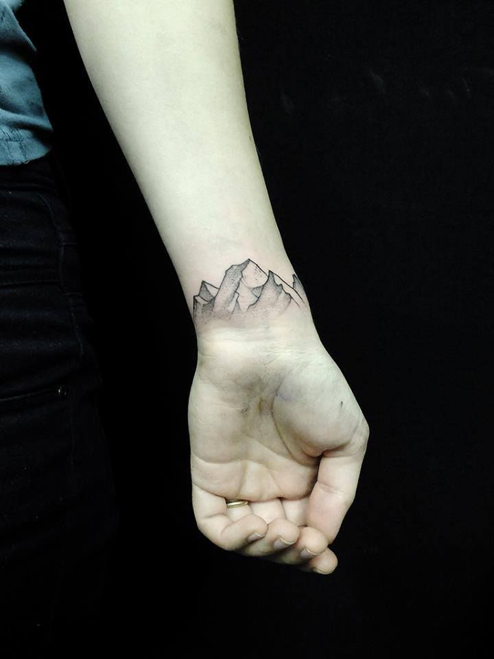 Superb Small Mountains Tattoo On Wrist