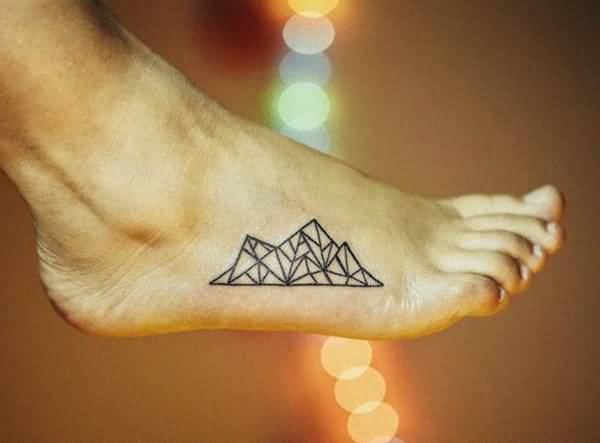 Tiny Geometric Mountains Tattoo On Foot