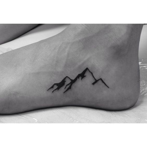 Tiny Mountains Tattoo On Foot