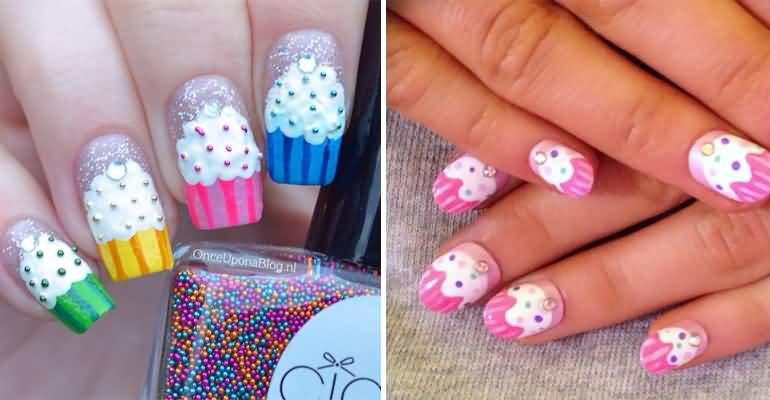 Two Cute Cupcake Nail Art Designs
