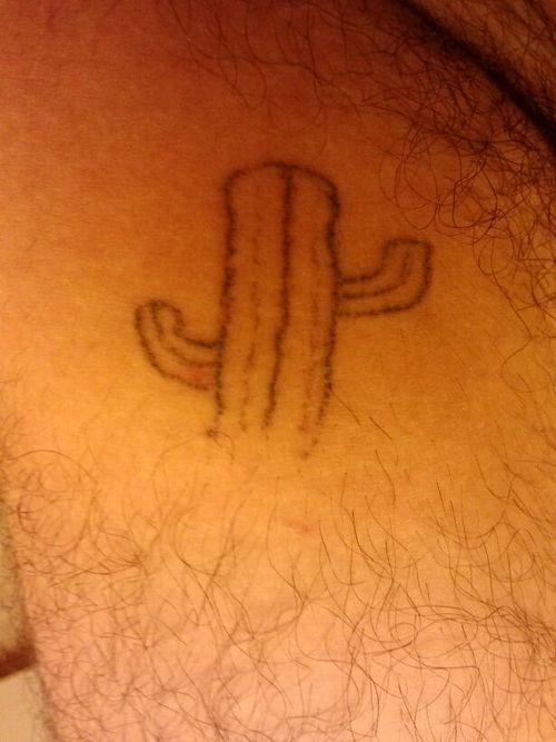 Very Simple Cactus Outline Tattoo