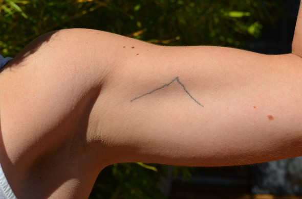 Very Simple Mountain Tattoo On Bicep