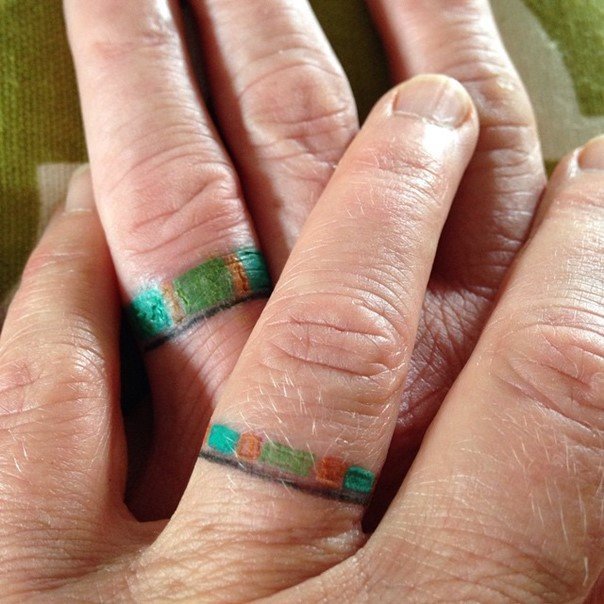 Wedding Ring Matching Couple Tattoos On Fingers