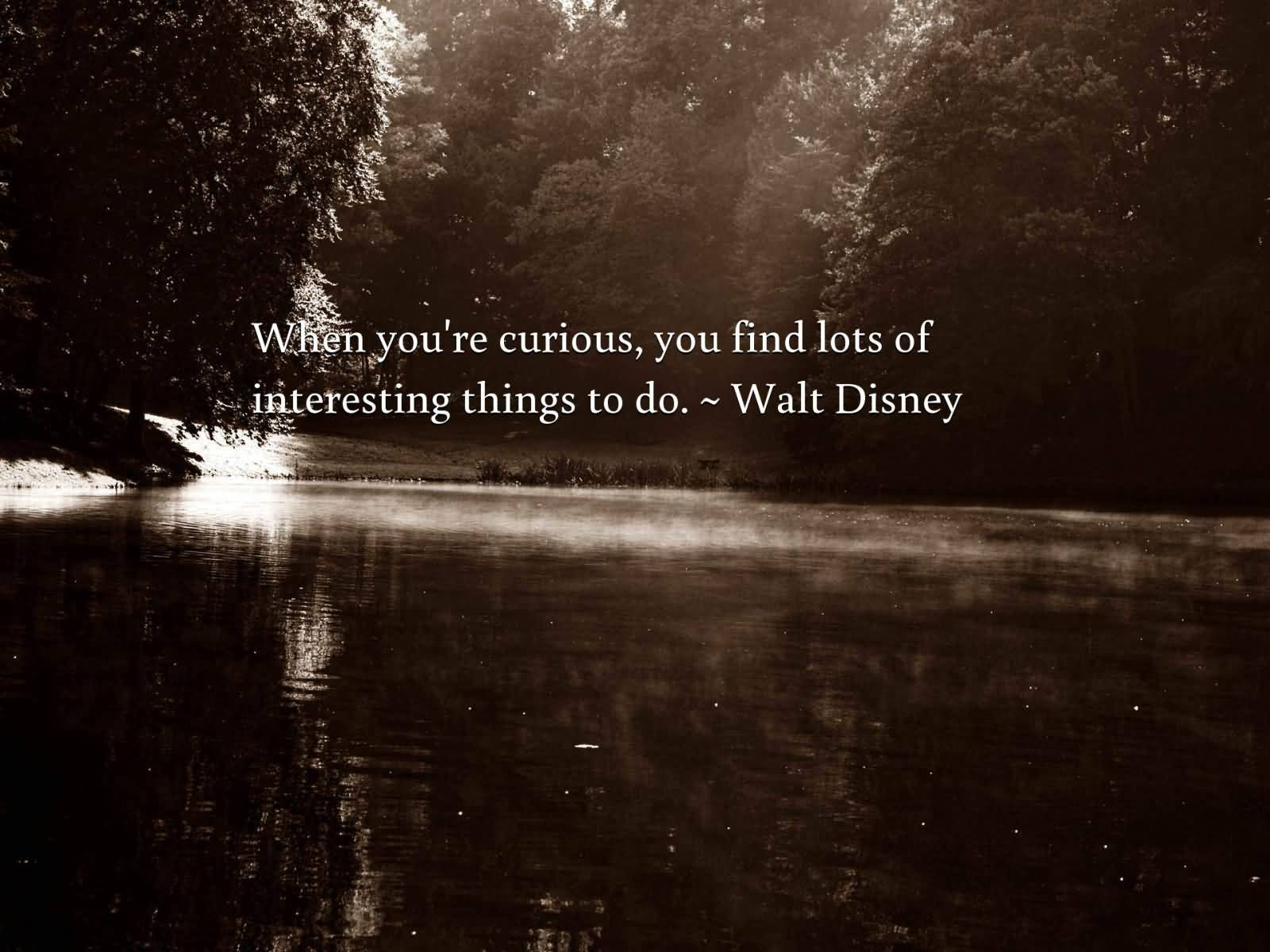 When you're curious, you find lots of interesting things to do  - Walt Disney